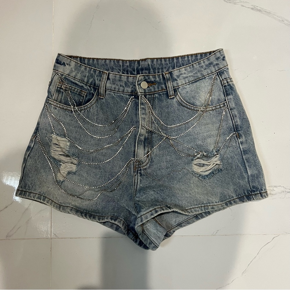 New Windsor rhinestone fringe shorts size Large